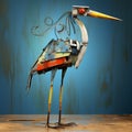 Playful Heron Sculpture: Samuel Naylordesigns\' Unique Mixed Media Creation