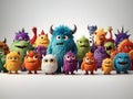 Playful Horrors: Vector Characters and Little Monsters Delight Royalty Free Stock Photo