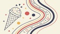 Playful Ice Cream Cone with Abstract Wavy Lines Pattern, vector design Generative AI Royalty Free Stock Photo