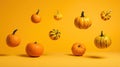 Whimsical scene pumpkins falling from the sky, a fall surprise Royalty Free Stock Photo