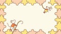 Playful Jigsaw Puzzle Frame with Cute Monkey, vector design Generative AI Royalty Free Stock Photo