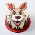 Playful Kangaroo Cake With Detailed Facial Features