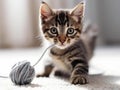 A playful kitten chasing a ball of yarn created with Generative AI