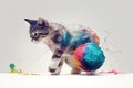 A playful kitten chasing a ball of yarn. Generative AI