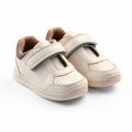 Playful Leather-based Sneakers For Children In Light Beige Royalty Free Stock Photo