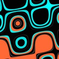 Playful lines, colorful black orange green background. Forms and fluid lines background Royalty Free Stock Photo