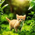 Playful little kitten in the summer garden in the grass15 Royalty Free Stock Photo