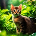 Playful little kitten in the summer garden in the grass16 Royalty Free Stock Photo