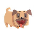 Playful Little Pet Pug Dog Puppy With Collar Emoji Cartoon Illustration