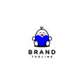 Playful Logo Design Baby Laughing While Hugging Blue Heart Symbol