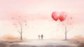 Playful Love: Couples Drift on Heart Balloons at Sunset