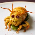 Playful And Macabre: Cheese Caterpillar On Lettuce Plate