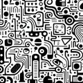 Playful Machines: A Black And White Abstract Seamless Pattern Royalty Free Stock Photo