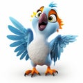 Playful Maya-rendered Cartoon Bird With Blue Feathers
