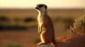 A mischievous meerkat standing watch on a rock created with Generative AI