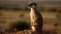 A mischievous meerkat standing watch on a rock created with Generative AI