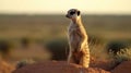 A mischievous meerkat standing watch on a rock created with Generative AI