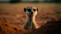 A curious meerkat popping its head out of its hole to take a look around created with Generative AI