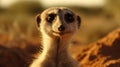 A curious meerkat popping its head out of its hole to take a look around created with Generative AI