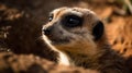 A curious meerkat popping its head out of its hole to take a look around created with Generative AI