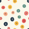 A playful mix-and-match button pattern, where colorful circles resemble cute, vintage sewing buttons