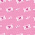 Pink heart love letter in wave background