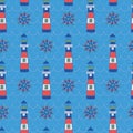 Kids pattern of lighthouse and shipwheel Royalty Free Stock Photo