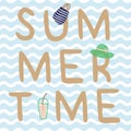 Summertime print poster with tumbler, hat, bag