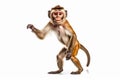 Playful Monkey: Joyful Monkey Swinging on a White Background