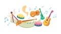 Playful Musical Instruments on an Abstract Stage, vector design Generative AI Royalty Free Stock Photo