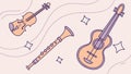 Playful Musical Instruments with Floating Notes, vector design Generative AI Royalty Free Stock Photo