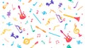 Playful Musical Instruments & Notes, Vibrant Symphony Pattern, vector design Generative AI Royalty Free Stock Photo