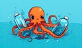 A Playful Octopus Enjoying Refreshing Bottled Water