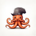 Playful Octopus Wearing Pirate Hat AI Generated