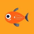 Playful Orange Fish Icon On Conrad Roset Style Background