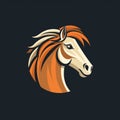 Playful Orange Horse Head Logo Icon On Black Background Royalty Free Stock Photo