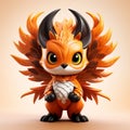 Playful Orange Toy Creature With Winglike Wings