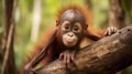 Playful Orangutan in Jungle Portrait generated by AI tool Royalty Free Stock Photo