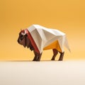 Playful Origami Bison: Minimalist Paper Art Vector Illustration