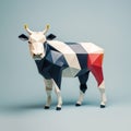 Playful Origami Cow: Minimalist Composition With Curiosity And Friendliness