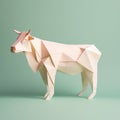 Playful Origami Cow: A Minimalist Composition With Curiosity And Friendliness