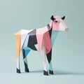 Playful Origami Cow: A Minimalist Composition With Curiosity And Friendliness