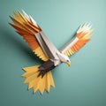 Playful Origami Eagle: Minimalist 3d Illustration In Dark Teal And Light Orange