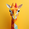 Playful Origami Giraffe: A Colorful And Minimalist Graphic Design