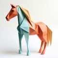 Playful Origami Horse: Minimalist Composition With Bold Colors