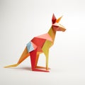 Playful Origami Kangaroo: A Minimalist Composition In Bright Colors