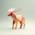 Playful Origami Moose: A Minimalist Composition In Earthy Tones