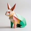 Playful Origami Rabbit Sculpture With Multi-color Shapes