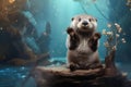 Playful Otter animal background. Generate Ai Royalty Free Stock Photo