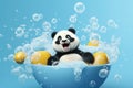 Playful Panda in China& x27;s Enchanting Bamboo Forest: A Lovely, Cute, and Adorable Giant Bear Enjoying a Special Meal Royalty Free Stock Photo